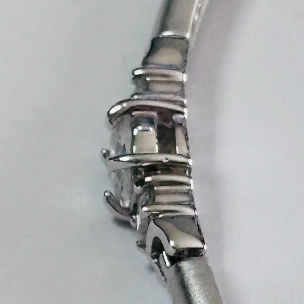 Silver Tone Oval & Round CZ Link Bracelet 7” Box Clasp Sparkle - Picture 4 of 13